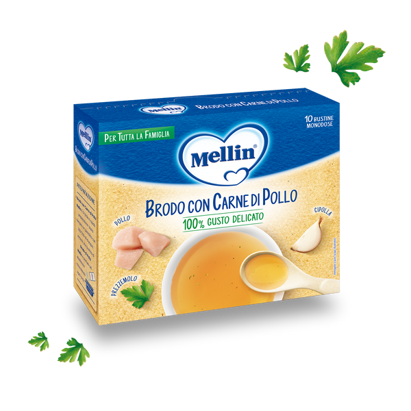 Mellin brodo con carne di pollo